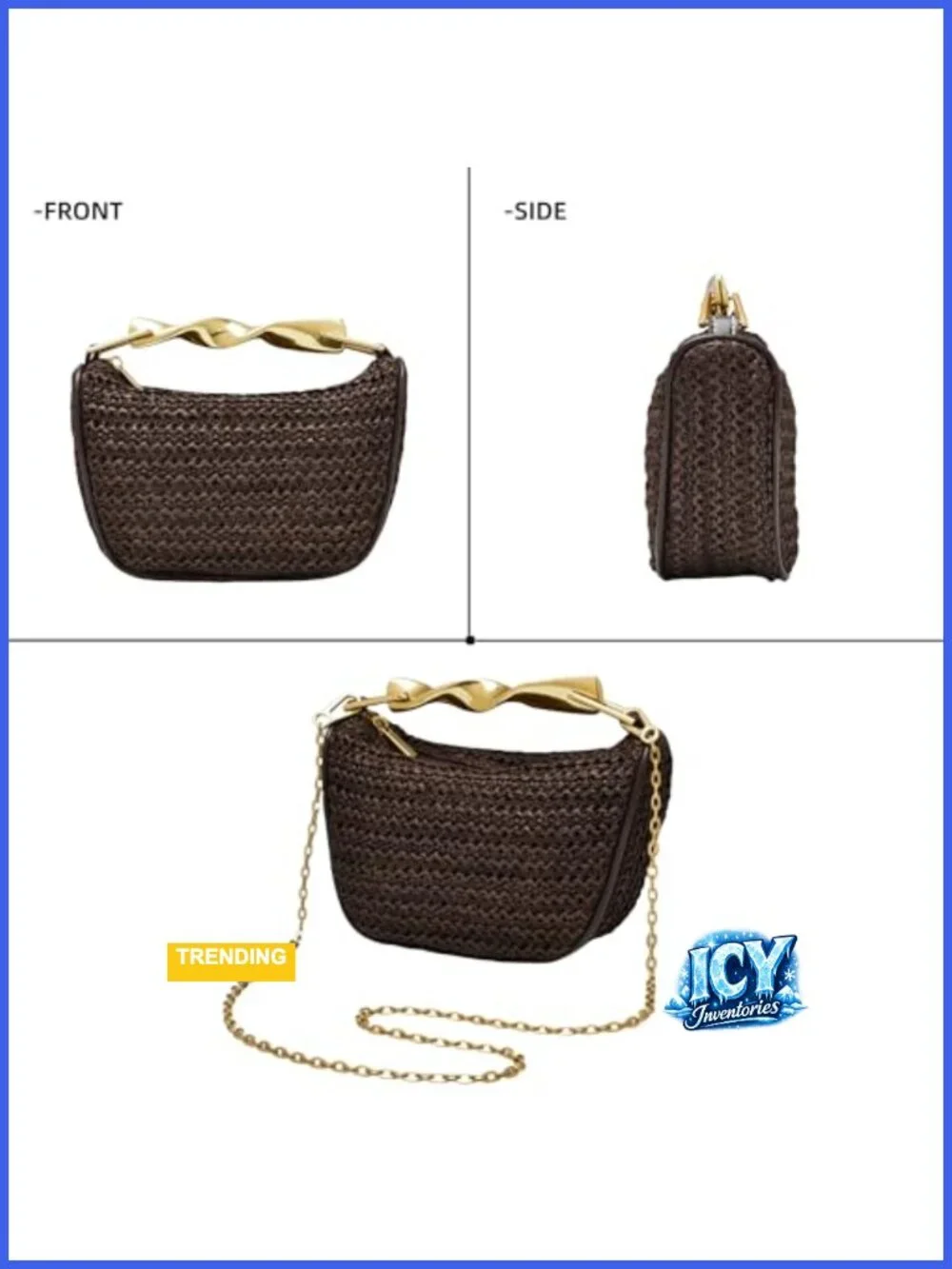 Straw Clutch Purse - Evening Woven Crossbody Shoulder Bag Handbag
